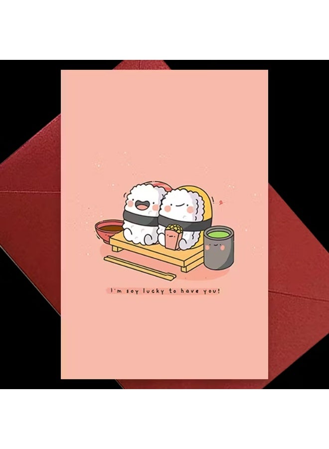 Kandid Cute Valentine's Card 1pc "Happy Valentine's Day" Sushi (Sushi) - Image 5
